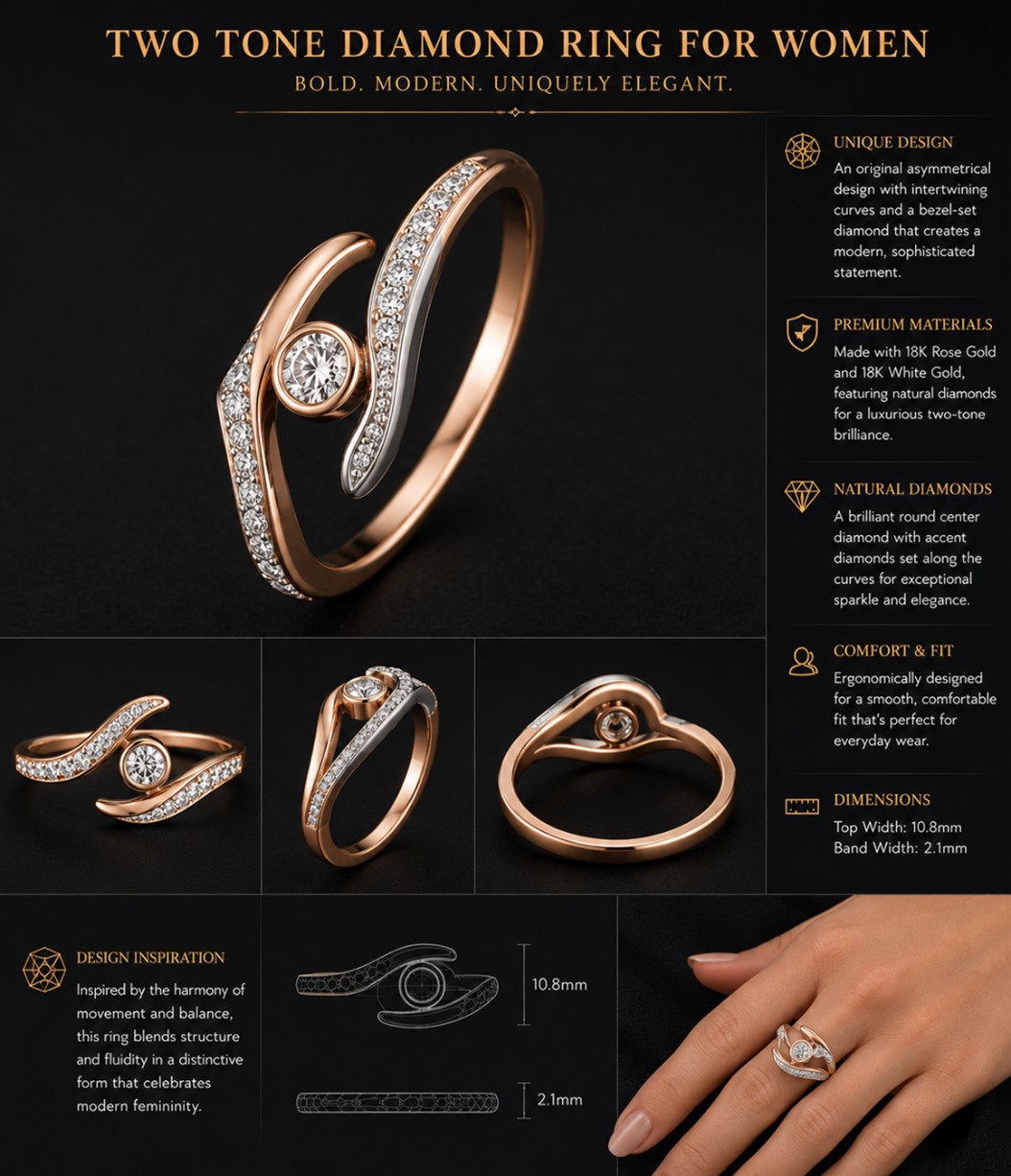 Two Tone Diamond Ring For Women