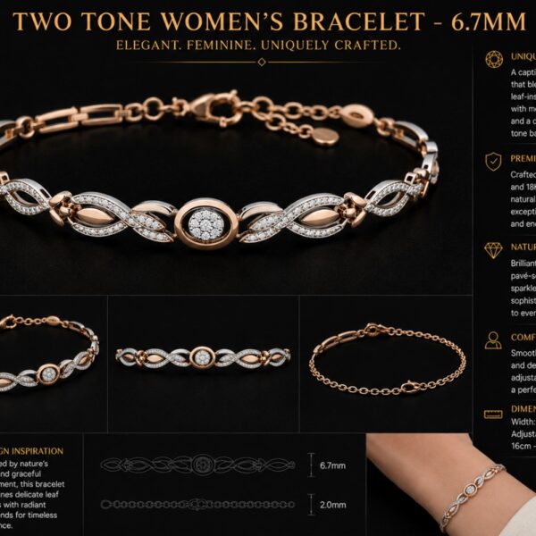 Two Tone Women's Bracelet - 6.7mm