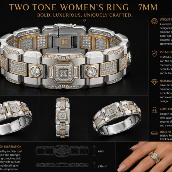 Two Tone Women's Ring - 7mm